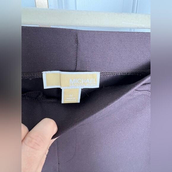NWOT Michael Kors Pull On Stretchy Chocolate Brown career trousers pants size M - Picture 10 of 11